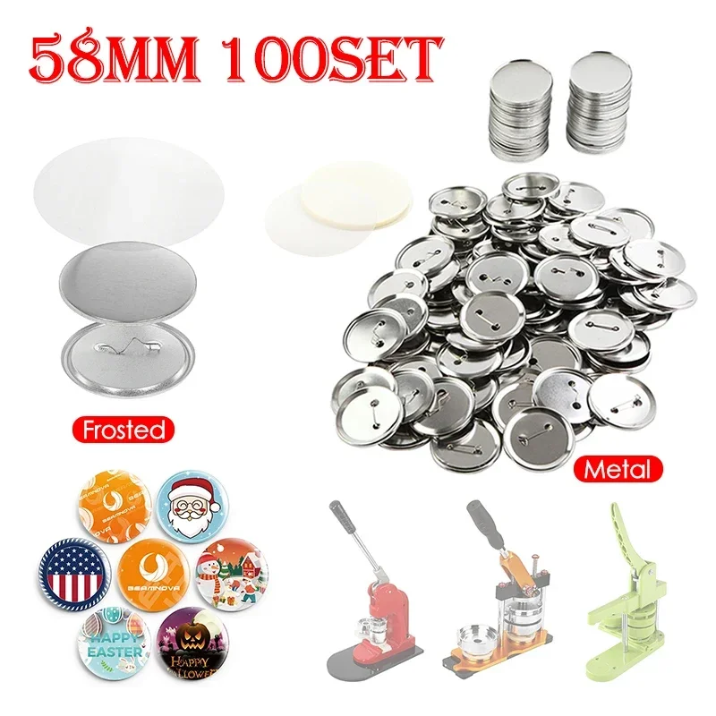 100 Stück Leere Spiegel Buttons 58mm - DIY Button Teile Mit Taschenspiegel