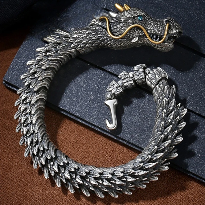 

Pure Tibetan silver bibcock domineering bracelet original handmade personality tide men's retro three-dimensional