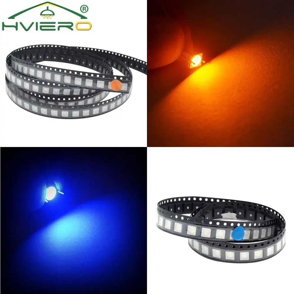 Description Picture 3 of item10/100X 5050 White Red Blue Pink RGB Smd Smt 60mA 3V 3-chips 10-12lm 6000-6500k Led Plcc-6 Bright Lamp Bulb Light Emitting Diode