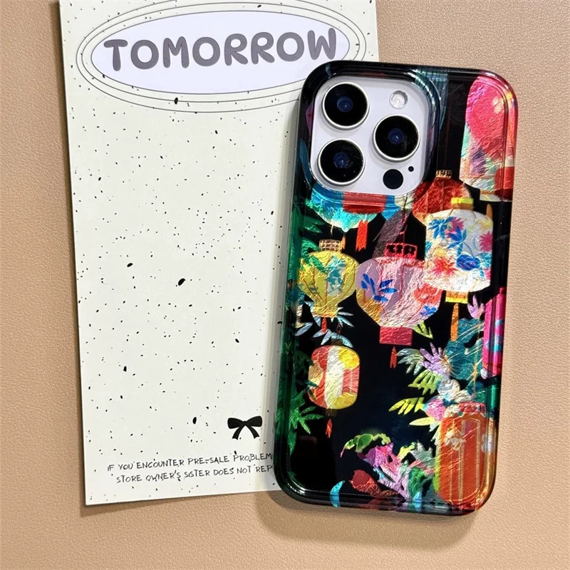 Vortex Pattern Black Full Screen Color Lantern Phone Case