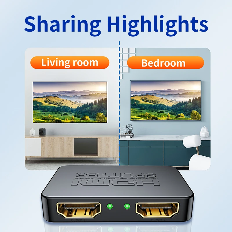 Unnlink Vídeo Divisor Hdmi em Saída 4k 30hz para Loja de tv Compartilhamento de Computador Monitores tv Projetores Home Auto - Imagem 5