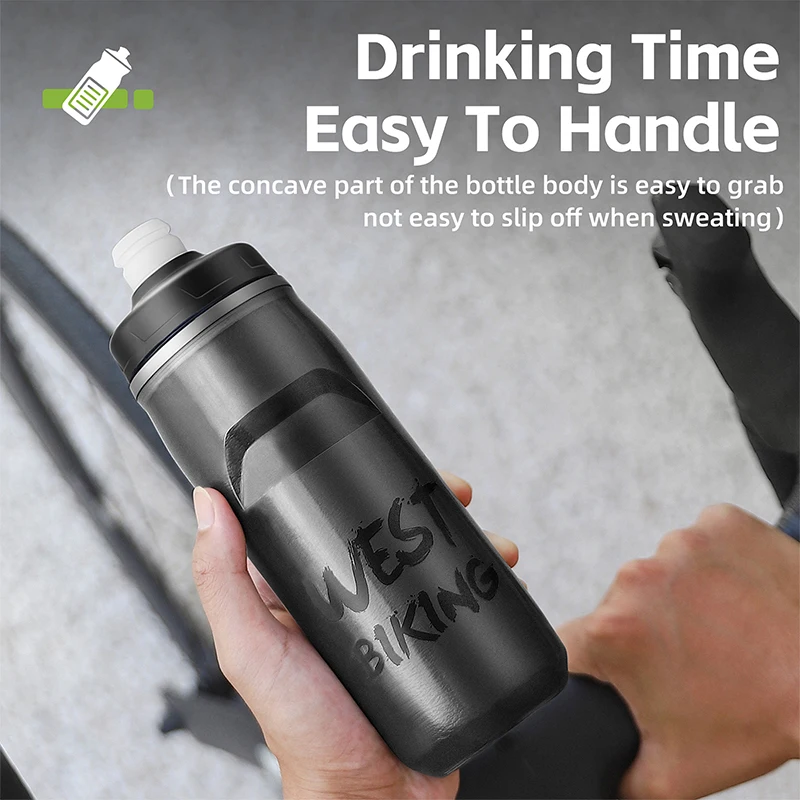 Bicycle Water Bottle WEST BIKING Cycling 620ML Water Bottle PP Cup Leak-proof Shaker Cold And Heat Preservation Outdoor Drinkware Gym Bicycle Bottle