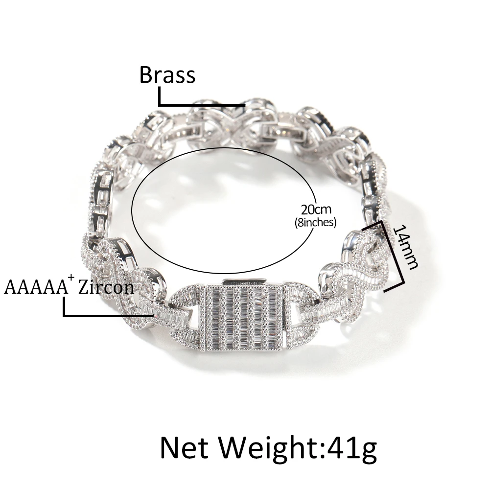 THE BLING KING 14mm Infinity Link Bracelet Necklace Iced Out