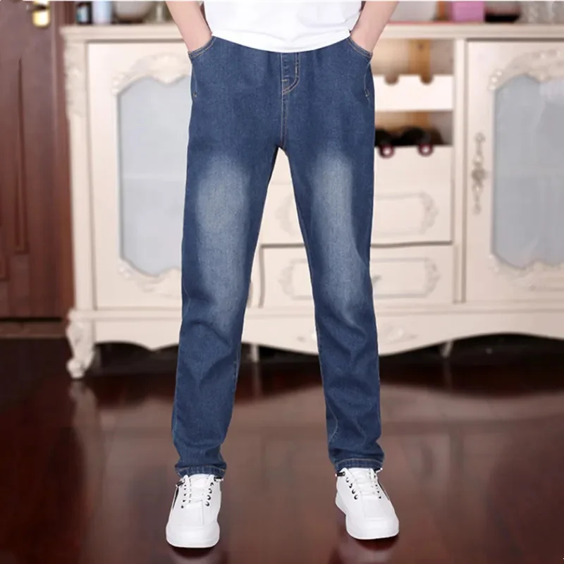 

Boys Spring Autumn Jeans 2023 New Fashion Korean Casual Plus Size Elastic Waist Mill White Children Cowboy Trousers High Quality