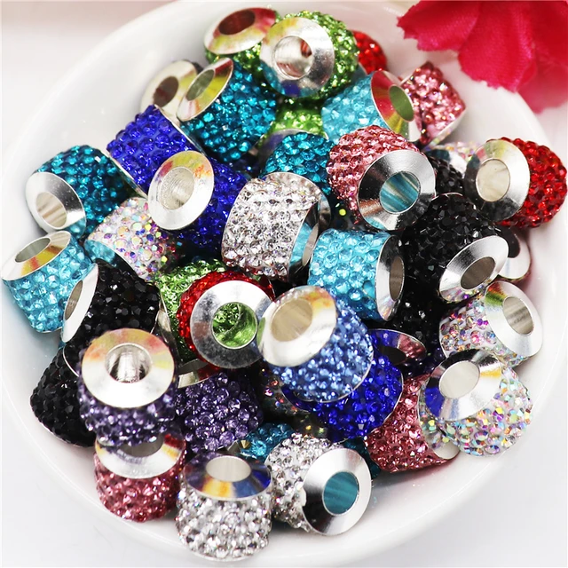 20pcs Large Hole Silvers Rhinestone European Beads Crystal Rondelle Spacer  Charm Beads For Diy Crafts Bracelet Jewelry Making - Beads - AliExpress