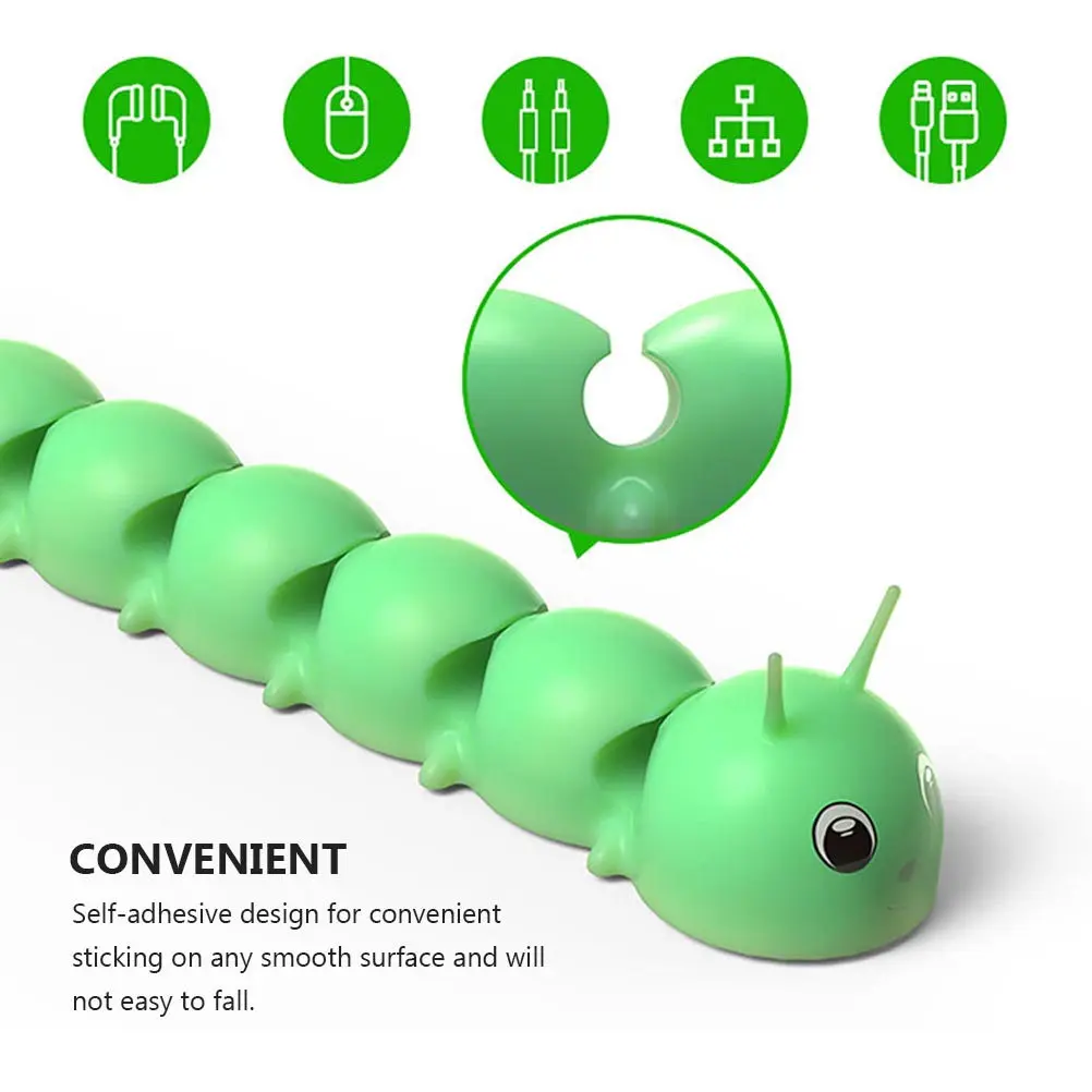 1Pcs 애벌레 모양의 실리콘 케이블 와인더 헤드폰 휴대 전화 USB 충전기 노트북 이더넷 케이블 데스크탑 케이블