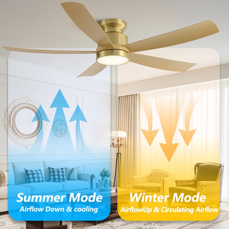 Ceiling Fan Light Fixture Five Blades Powerful Airflow Easy To Install Low Noise