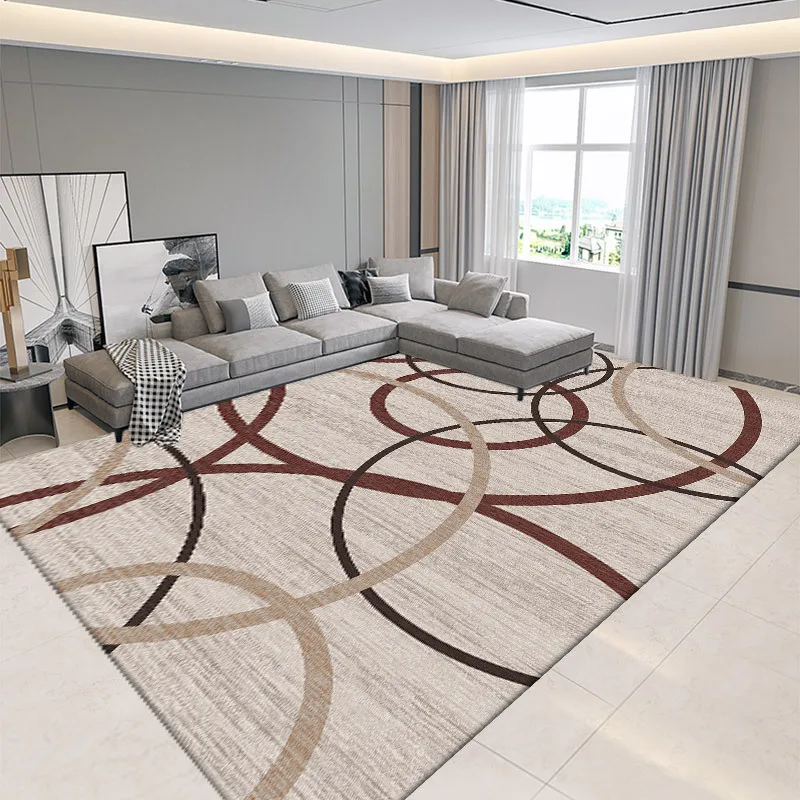 Nordic Geometric Print Living Room Bedroom Crystal Velvet Non-Slip Dirt Resistant And Easy To Care Carpet Home Decor Floor Mat
