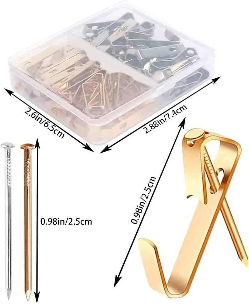 Wall Hooks 80pcs Metal Picture Hooks for Nailing Painting Frame Hanger Hard Wood Solid Wall Hook Photo Hanging Tool Wall Picture Holder