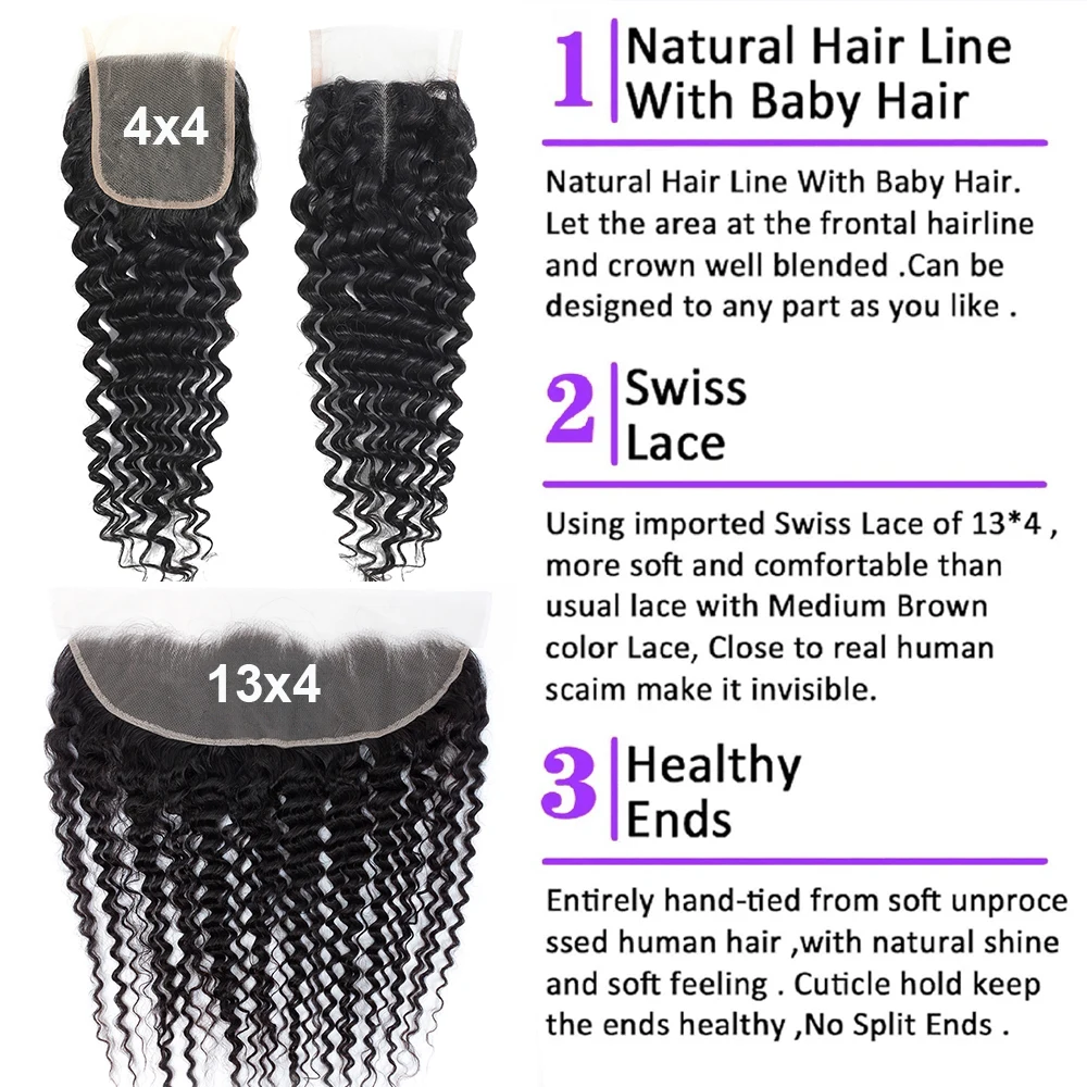 Human Hair Bundles Burmese Curly Hair Bundles with Closure 4x4 13x4 Frontal Deep Wave Bundles Virgin Human Hair Vietnamese Raw Human Extension