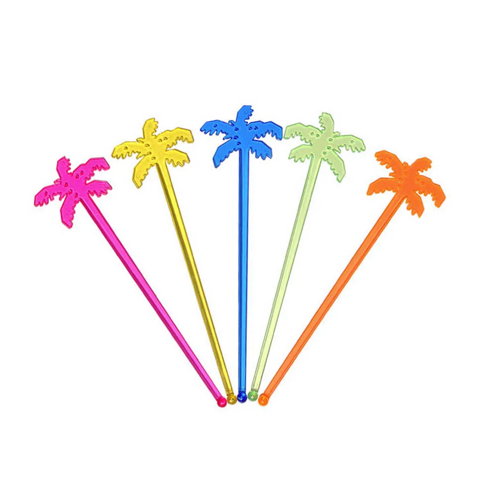 50pcs Coconut Tree Cocktail Swizzle Sticks Drink Stirrer Coffee Muddler Puddler Widely used in stirring wine juice coffee etc
