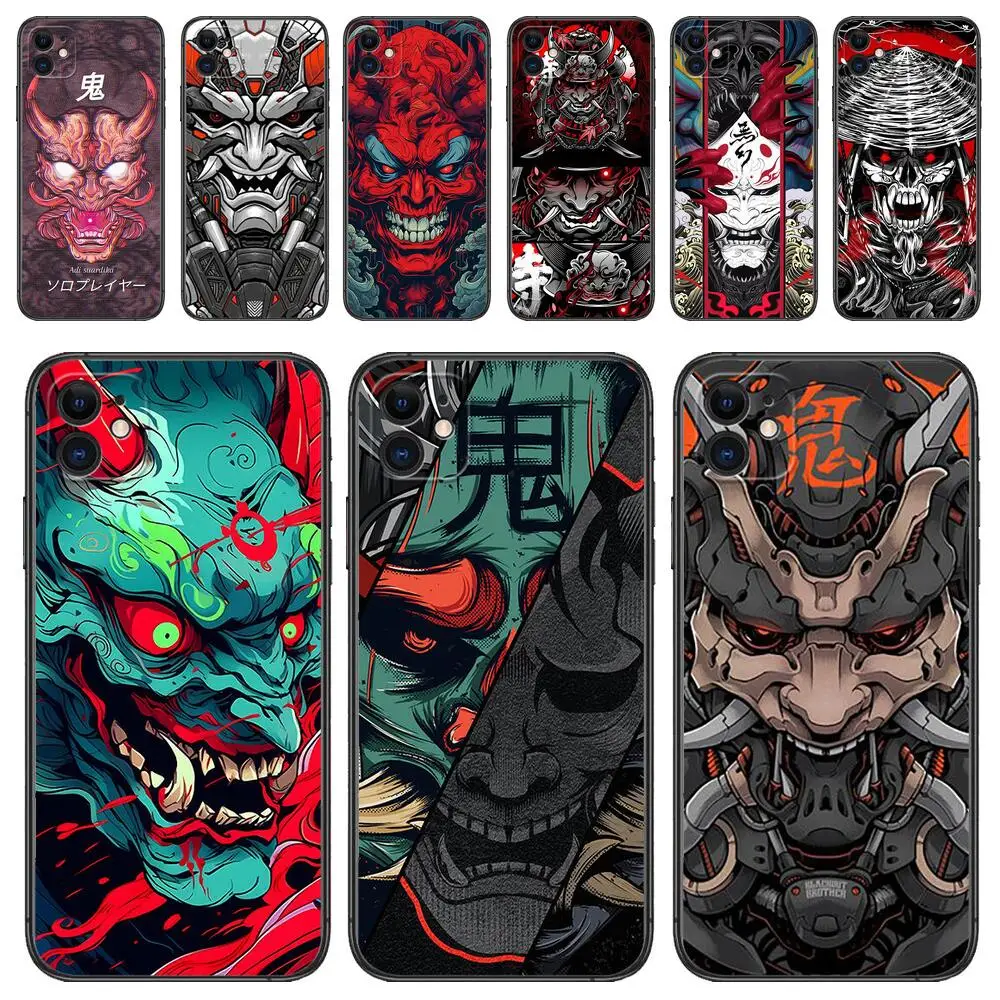 Japan Samurai Oni Mask Phone Case Per Apple Iphone 13 12 11 14 15 Pro Max Mini Se Xr X Xs Max 6S 8 7 Plus New Fashion Cover