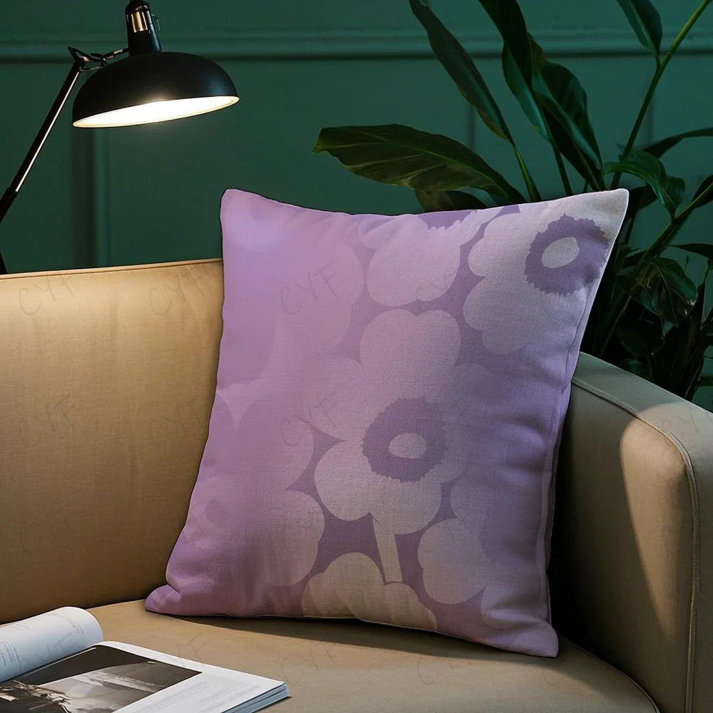 Flowers M-MaRiMEkkos Pillow Case Pillowcase Anti-dustmite Pillow Invisible zipper silky short plush Sofa cushion cover 3