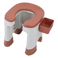 Toilet Shower Chair Folding Khaki Non Slip Base Heavy Duty Commode Toilet Chair with Tissue Box for Pregnant Women for Bathroom 1