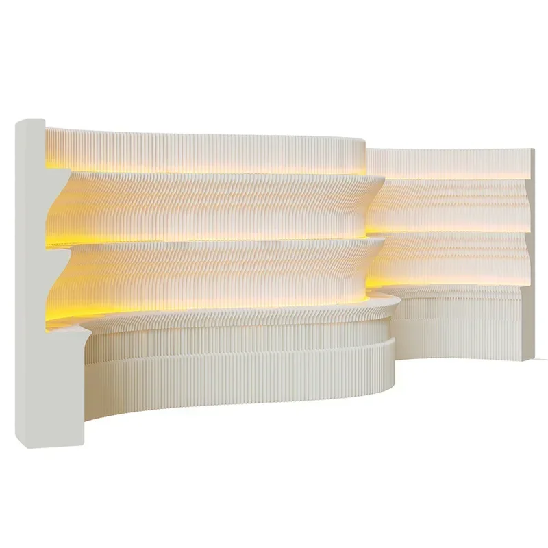 Home Decor Led Luminous Removable White Organ Paper Wall Screen Room Dividers Retractable Exhibition Stand Office Folding Baffle