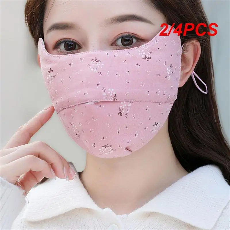 

2/4PCS Sunscreen And Windproof Eye Corner Mask Women'S 3ply Thickened Autumn And Winter Dew Nose Breathable Washable Cotton