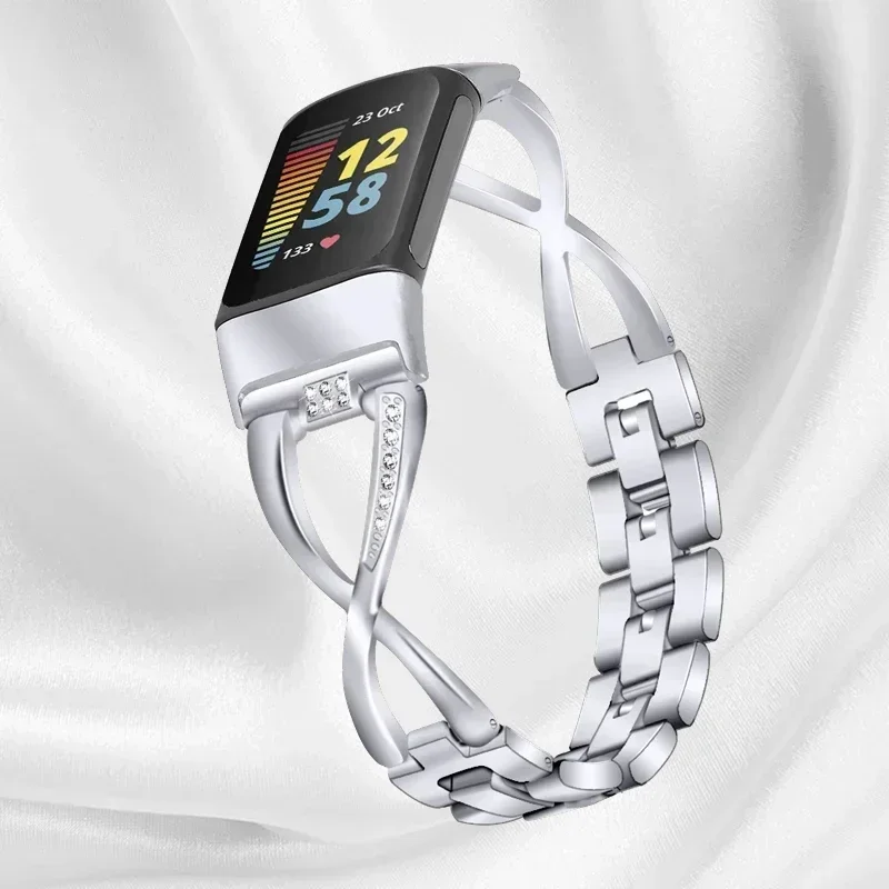 Elegant Diamond Zinc Alloy Wristband for Smart Watches - Premium Metal Strap Bracelet