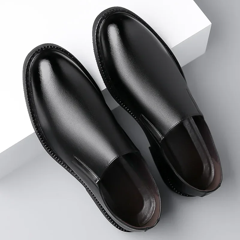Solid Color Leather Shoes for Men Spring Autumn New Designer Men's Dress Shoes Fashion British Casual Loafers Male mens shoes