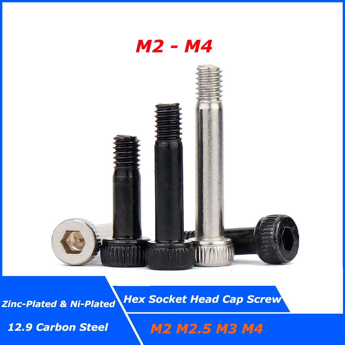 

M2 M2.5 M3 M4 Partially Threaded Hex Socket Head Cap Screw Half Tooth Shoulder Screws Allen Bolt Grade 12.9 Nickel Plating/Black