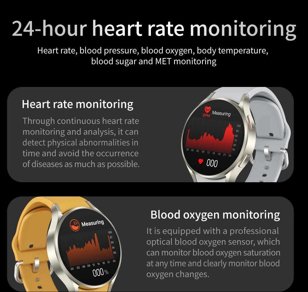 Pentru Samsung Galaxy Watch 6 2024 Nou GPS Track Smart Watch Bărbați Amoled Afișează întotdeauna Ceas cu temperatură corporală BT Talk Smart Watch_voghion.com