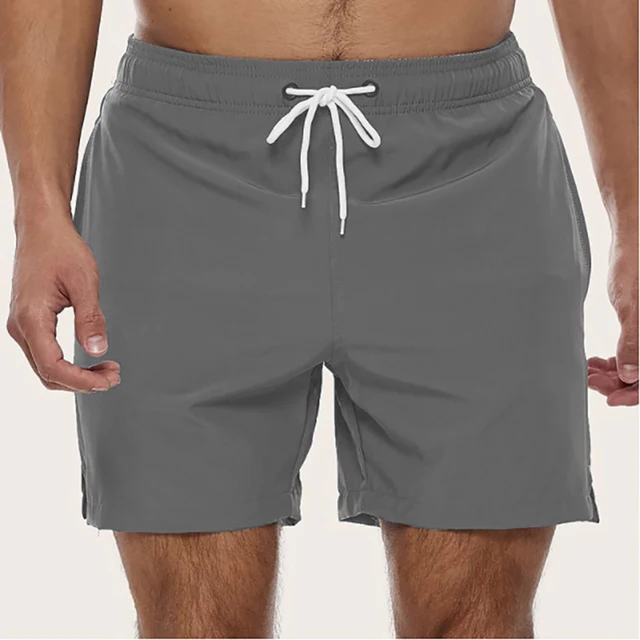 Men's Swim Trunks Beach Shorts Drawstring with Mesh Lining Elastic Waist Plain Breathable Soft Casual Daily Streetwear 2