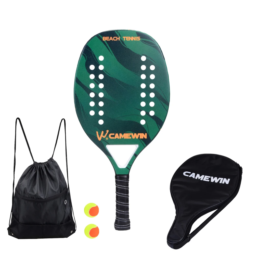 High Quality Carbon and Glass Fiber Beach Tennis Racket with Racquet Protective Bag Cover Balls and Backpack