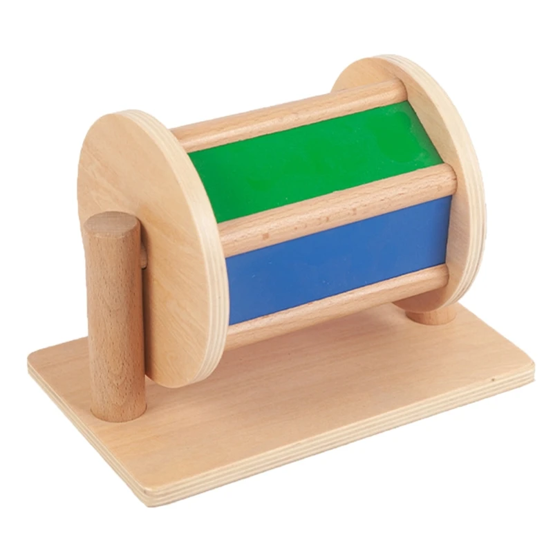 

D7WF Wooden Baby Infant Montessori Spinning Drum Montessori Teaching Aids