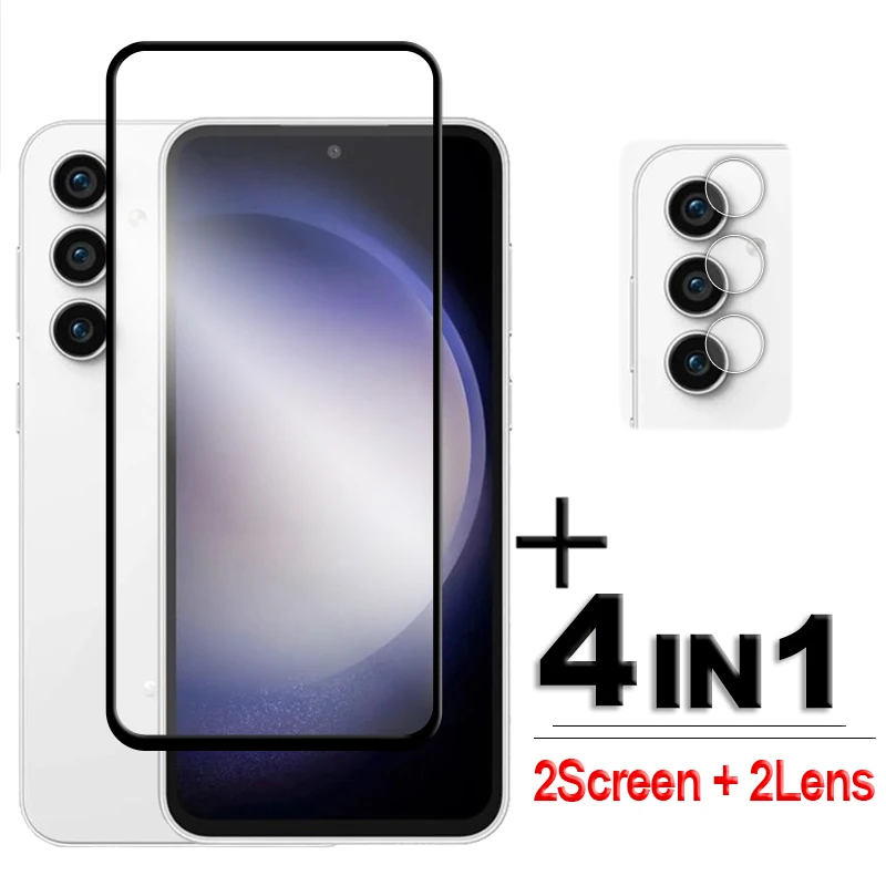 4in1 For Samsung Galaxy S23 FE Glass For Samsung S23 FE Tempered Glass 2.5D Full Cover Screen Protector Galaxy S23 FE Lens Film for samsung galaxy s21 fe 5g glass full cover hd screen protector for galaxy s21 fe tempered glass for samsung s21 fe lens film