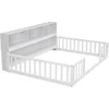 Full Montessori Floor Bed with Bedside Bookcase & Shelves, Full Size Floor Bed W/Safety Guardrails, No Box Spring Needed 6