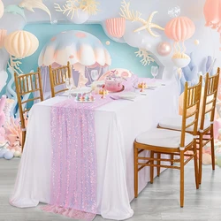 Iridescent Sequin Table Runner - Glittery Mermaid - Inspired Decor - 1pc 125X350cm (Iridescent pink)