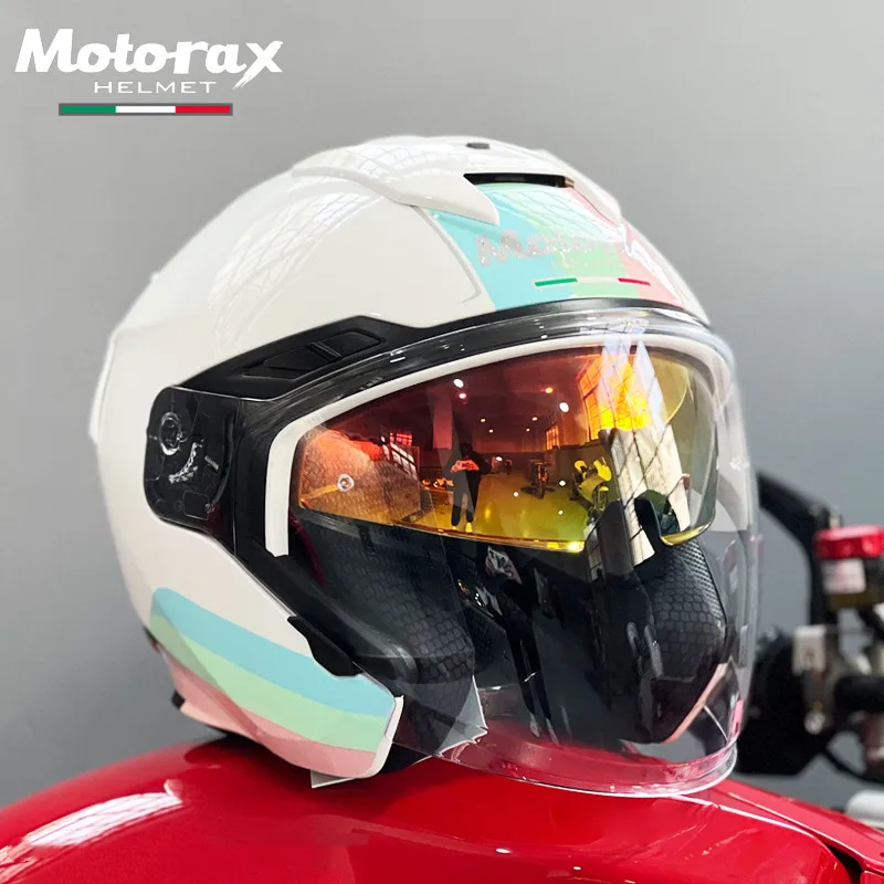 thumbnail image 1 of Casco de motocross de doble lente para hombre y mujer, casco de moto de cara abierta, casco de carreras para turismo, casco con certificación DOT Cascos, 1 of 5