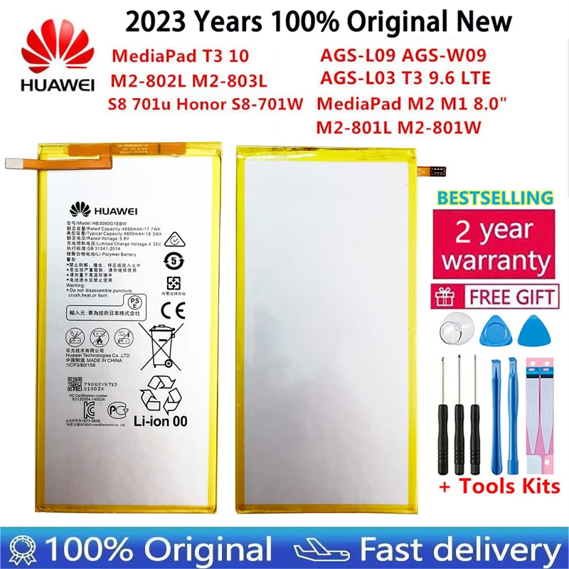 100% Batteria Originale Per Huawei Mediapad T1 T3 10 M1 M2 M3 Lite 8.0 "Ags-L09 Ags-W09 Ags-L03 T3 9.6 Lte Tablet Batteria 4800Mah