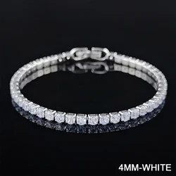 Elegant Multi - Color Rose Gold Tennis Bracelet Bangle for Women - Wedding Fashion Jewelry Party Gift (S5650 - 4MM - WHITE)