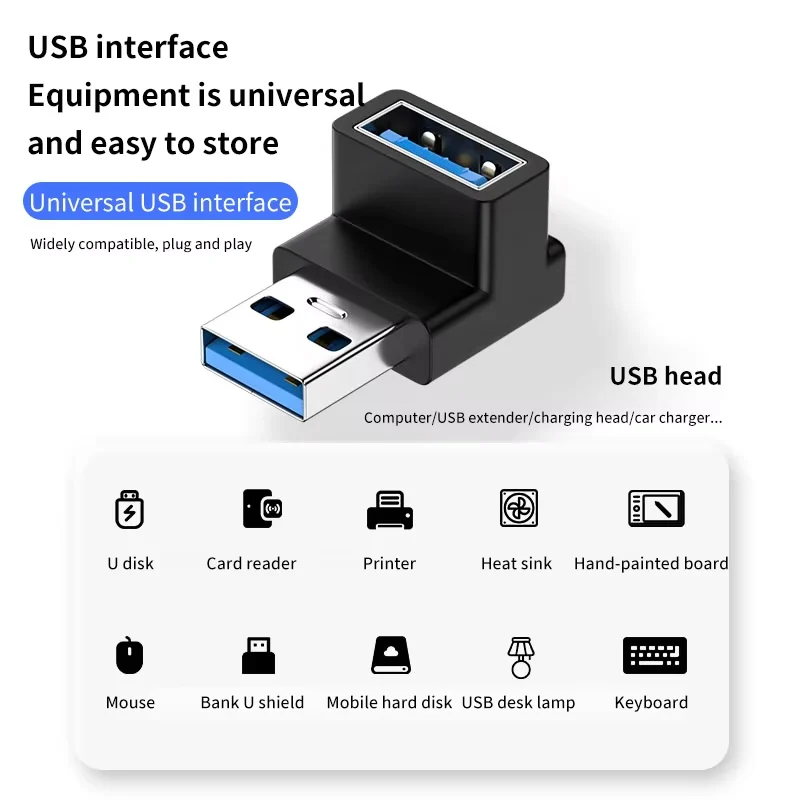 USB Adapter 90 Right Angle USB 3.0 Extension Upward Elbow 10Gbps Male to Female Extension Plug Converter For PC
