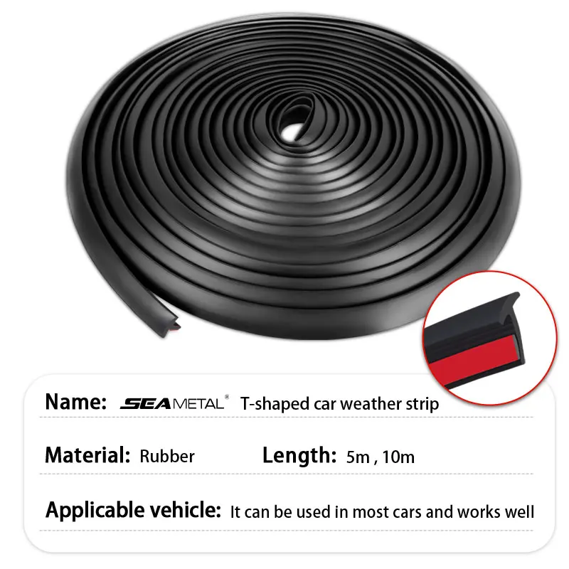 SEAMETAL Car Rubber Seal Strip for Fender Flare Arch Small Slanted T-Type Seal Edge Gap Strips Waterproof Soundproof Protection 2
