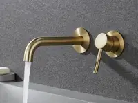 stainless steel Bathroom Faucet Mixer Sink Tap Wash Basin Matte Black gold Hot And Cold Water Wall Mount Spout Bath With Handle 2