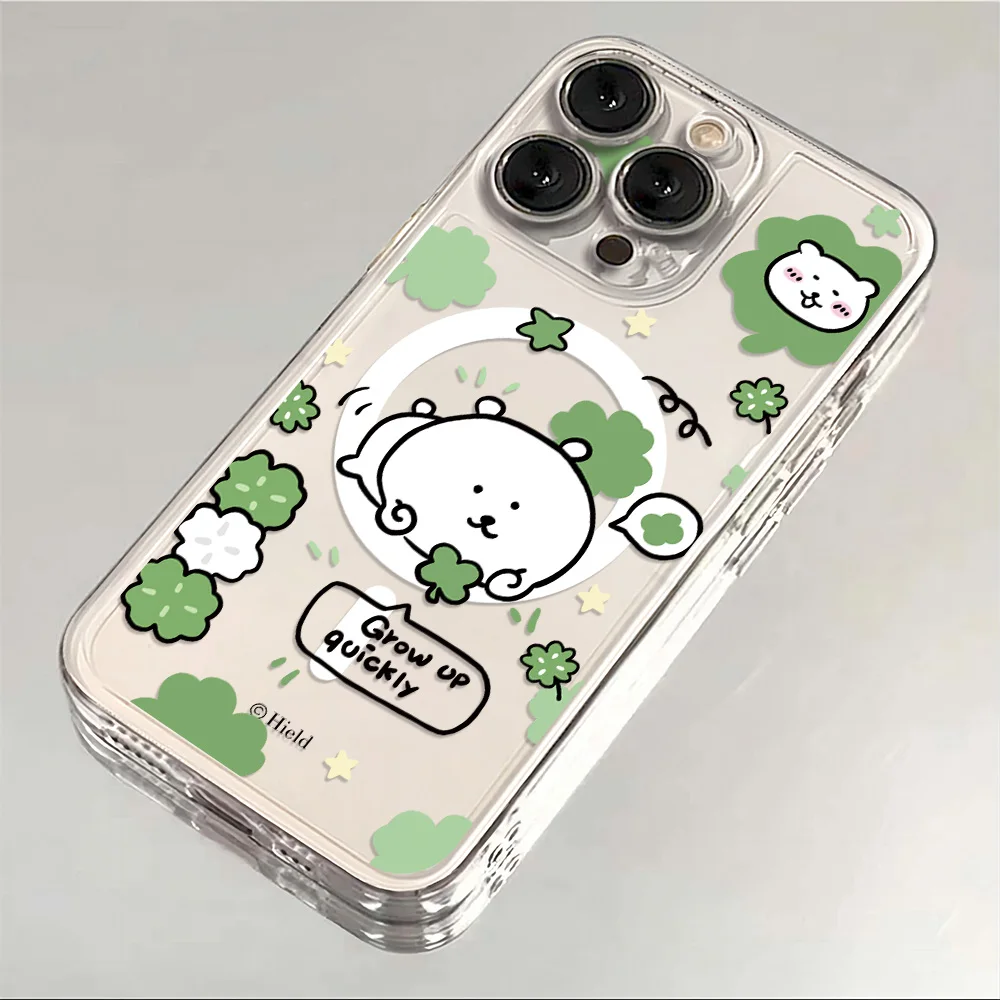Ins Korean Letter Cute Y2K Magnetic Phone Case - Soft Clear TPU