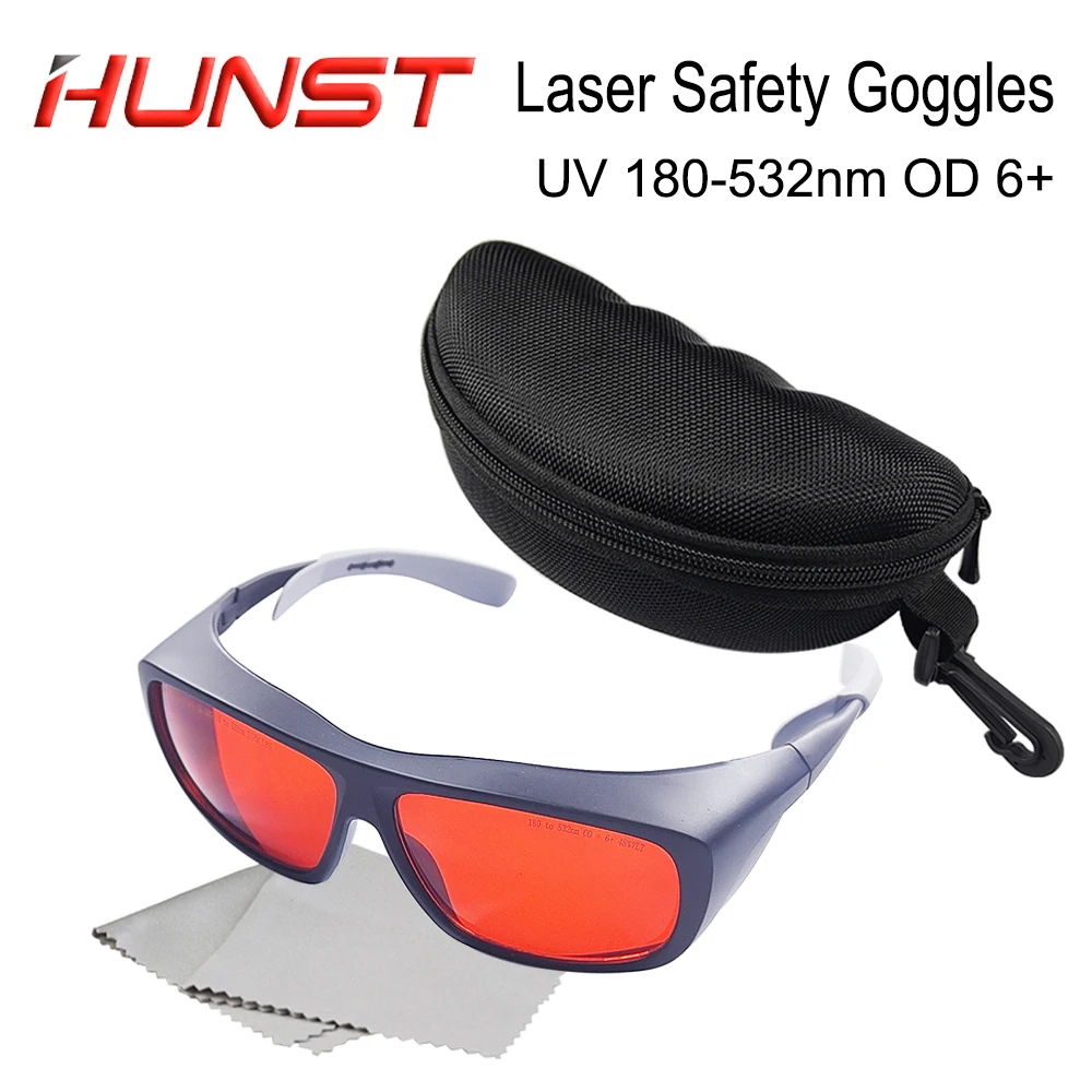 HUNST OD 6+ Professional Laser Glasses Protective Goggles for 355nm UV Laser 450nm Blue Laser and 520nm 532nm Green Laser