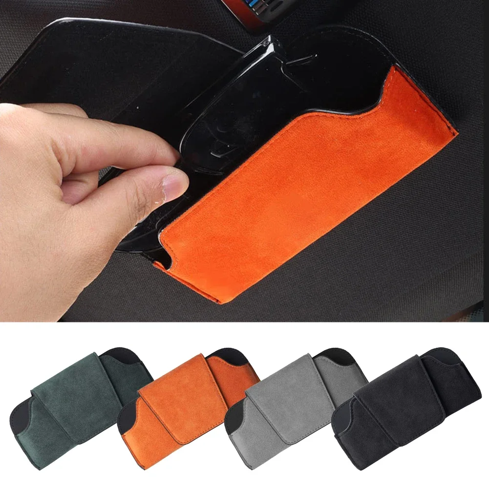 Deluxe Suede Car Glasses Holder - Sun Visor Clip & Storage Accessory