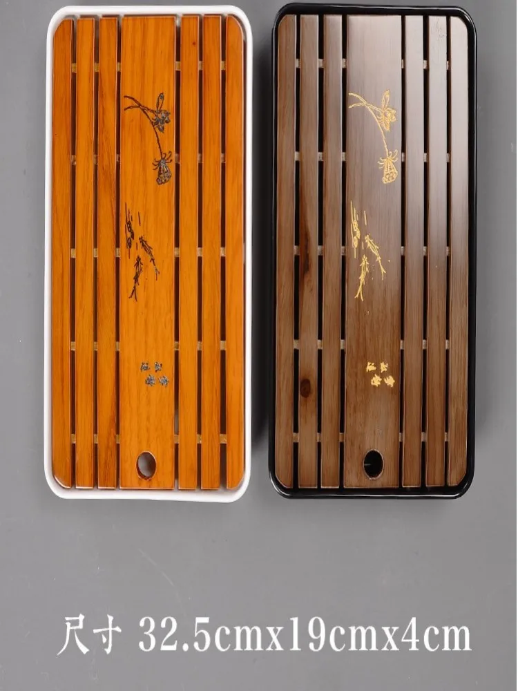 4 Models Square rectangular 32.5x19x4cm Big size High-grade imitationceramics Wooden Tea tray Drainage Water storage Tea
