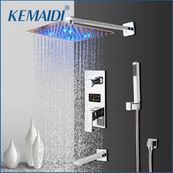 ชุดก๊อกน้ำฝักบัว LED KEMAIDI พร้อมจอแสดงผลดิจิตอล มิกเซอร์อเนกประสงค์ ระบบฝักบัวอาบน้ำในห้องน้ำ ก๊อกน้ำอ่างอาบน้ำแบบผสมโครเมียม 1