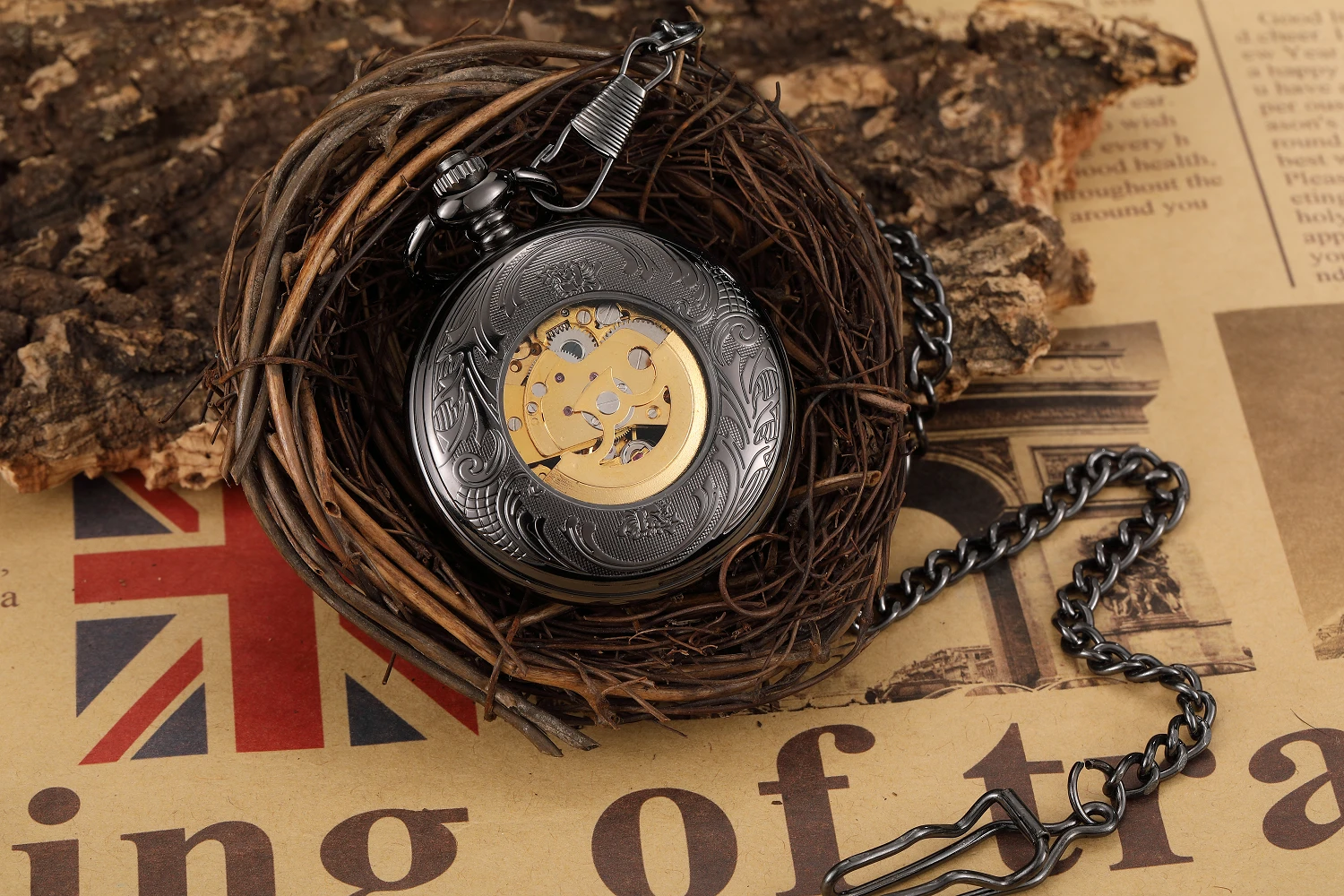 Unisex Hand-WInd Mechanical Pocket Watch Vintage Retro Steampunk Watches Roman Numerals Dial Clock With Fob Chain Reloj Hombre