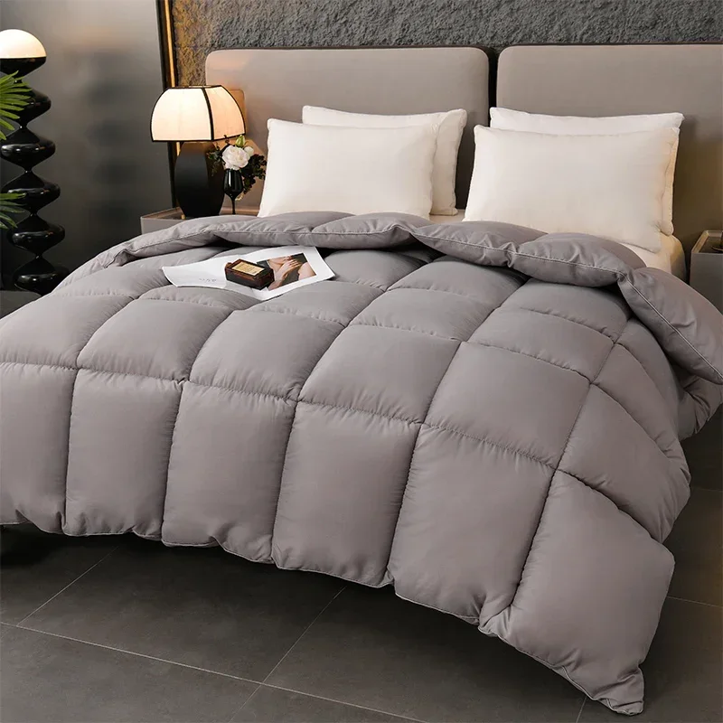 Dekbedden met veren voor alle seizoenen, ultrazacht warm beddeken, twin-/ kingsize/volledig/queensize, warm dekbed voor alle seizoenen met 4 hoeklussen, ademend beddengoed K 180 x 220 cm (4 kg