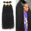 14A Deep Wave Bundles Human Hair 22 24 26 Inch Full and Silky 100% Unprocessed Brazilian Virgin Human Hair Extensions #1B 1