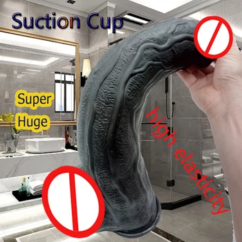 Soft Huge Realistic Dildo Penis Big Dong Vagina Stimulator Oversized Dildo Suction Cup Lesbian Sex Toys for Women 43CM*8CM Soft 2