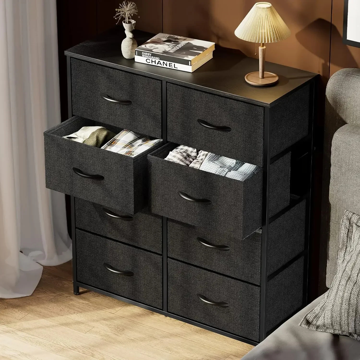 Black 8 Drawers