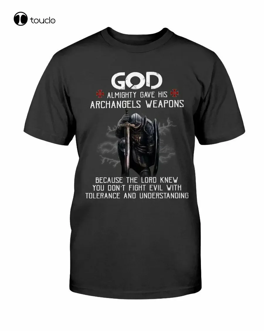 

Christian Knight Templar T-Shirt For Men Warrior Of God Tee Gift The Lord Weapon Tee Shirt unisex