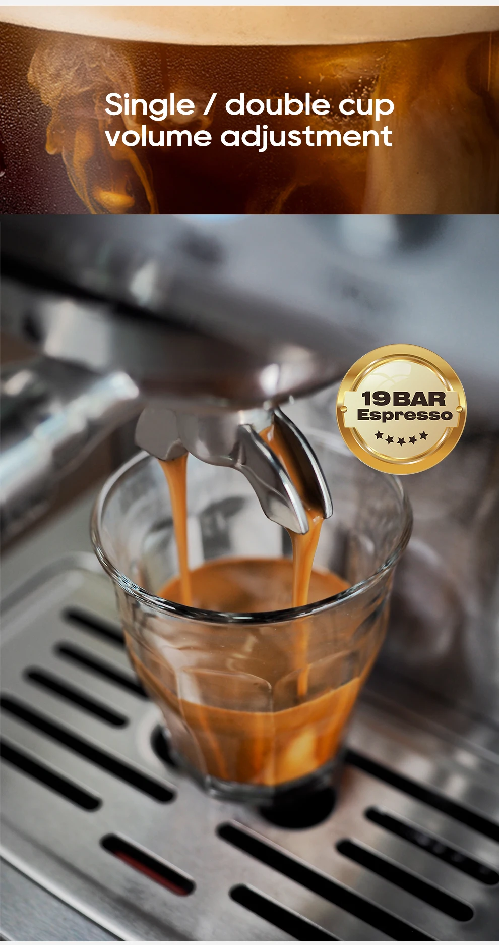 Hibrew 20bar Espresso Coffee Machine Inox Case Semi Automatic Ese Pod