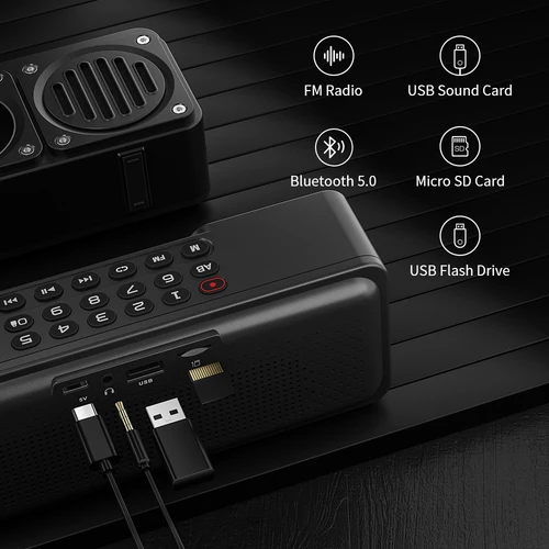 MLOVE BV810 휴대용 블루투스 스피커, FM 라디오, 방수 스피커, LCD 화면 디스플레이, HD 무료 통화, 마이크로 SD 카드 슬롯 3