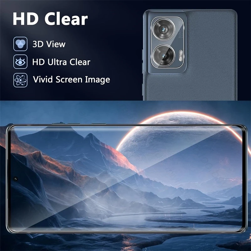 Crystal Clear 3D Camera Lens Protector for Motorola Edge 50 Fusion 5G Case – Curved Glass Protection Cap